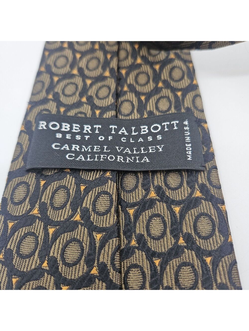 Vintage Robert Talbott Best Of Class Jacquard Silk Tie Handmade USA Black Gold
